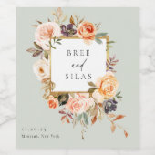 Terre Automne Botanique Floral Mariage Étiquette d (Étiquettes simples)