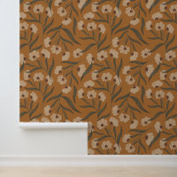 Terre Boho Floral Cuivre Brown Papier peint