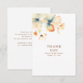 Terre cuite et carte de remerciement florale bleu (Devant / Derrière)