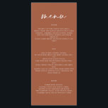 terre cuite simple élégant script menu mariage<br><div class="desc">Menu mariage moderne. Design moderne et propre. Texte du script.</div>