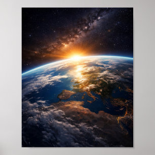 Terre depuis l'Espace Affiche Esthétique Lever de
