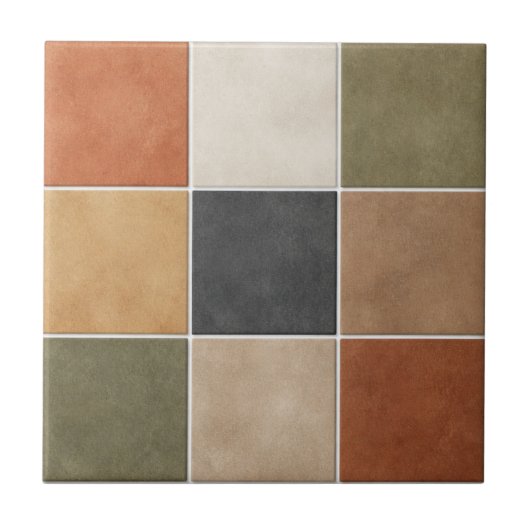 Terre & Émotions – Earthy Minimalist Ceramic Tile Tegeltje (Voorkant)