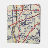 Terre Haute IN  Kaart Keramisch Ornament (Links)