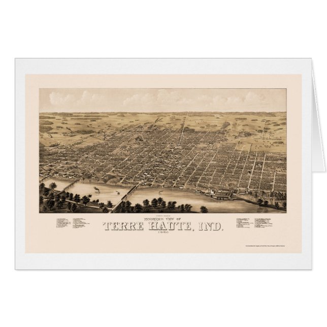 Terre Haute, IN Panoramic Map - 1880 (Voorkant Horizontaal)
