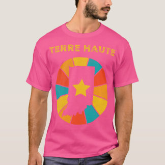 Terre Haute Indiana Vintage Gedistrobeerd Souvenir T-shirt