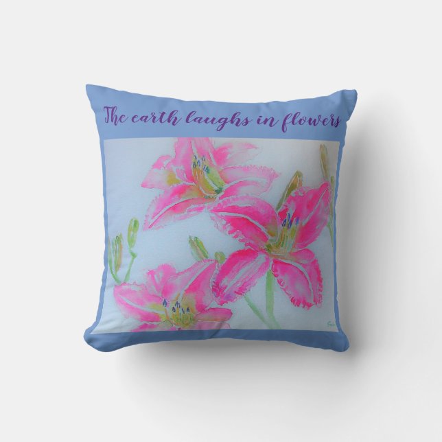Terre Rire Fleurs Aquarelle Coussin floral (Recto)