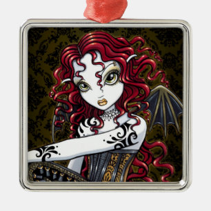 "Terri" Gothic Red Rose Fairy Fantasy Ornament