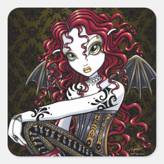 "Terri" Gothic Red Rose Fairy Fantasy Stickers (Voorkant)