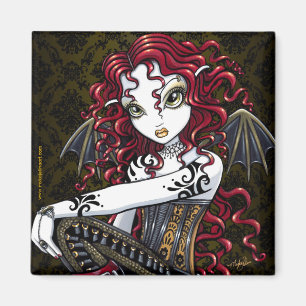 "Terri" Gothic Red Rose Tattoo Fairy Art Magnet Magneet