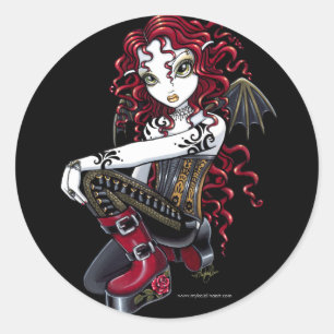 "Terri" Gothic Red Rose Tattoo Fairy Art Stickers