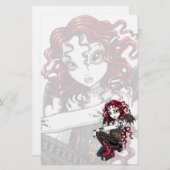 "Terri" Gothic Red Rose Tattoo — Zuivere bakkerij Briefpapier (Voorkant / Achterkant)