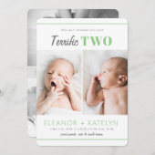 Terrible 2 Twins Faire-part de naissance Green (Devant / Derrière)