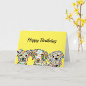 Terrier Brittany Spaniel Bichon Card Kaart (Gele Bloem)