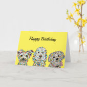Terrier Cockapoo Yorkie Bichon Carte Anniversaire (Fleur jaune)