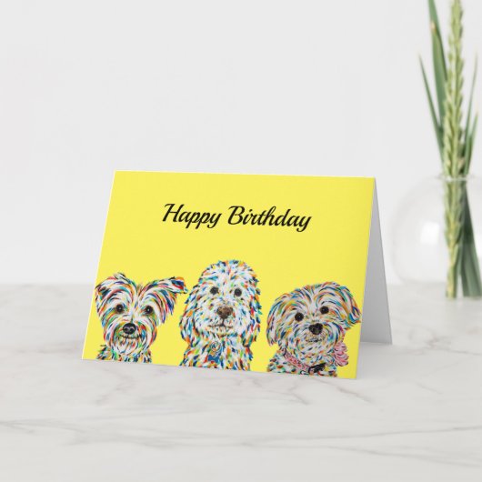 Terrier Cockapoo Yorkie Bichon Carte Anniversaire (Devant)