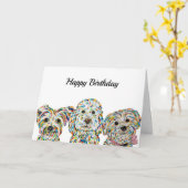 Terrier Cockapoo Yorkie Bichon Carte Anniversaire (Fleur jaune)