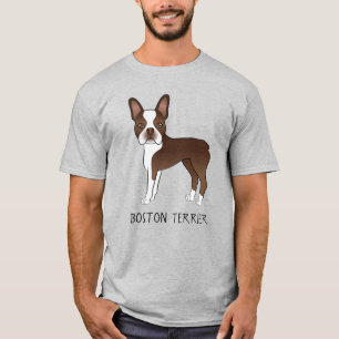 Terrier Dog van Brown en White Boston met tekst T-shirt