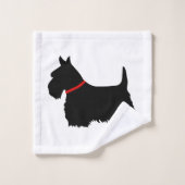 Térrier écossais/collier rouge/blanc - choisir sa  (Gant de toilette)