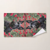 Terrier Écossais Noir Dans Les Roses Rouges, (Serviette à main)