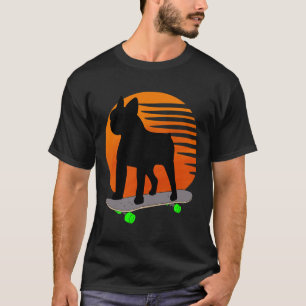 Terrier - Franse bulldog skateboarden over een zon T-shirt