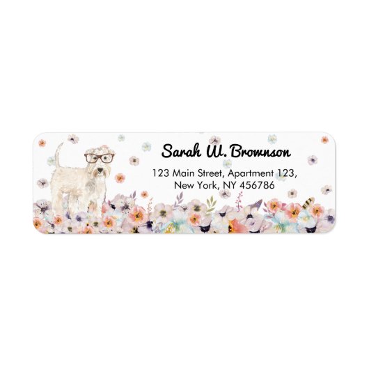 Terrier Irish Wheaten Dog retro eyeglasses Etiket (Voorkant)