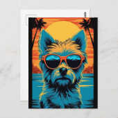 Terrier met zonnebril op het strand briefkaart (Voorkant / Achterkant)