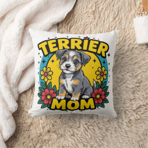 Terrier Mom Floral Kussen
