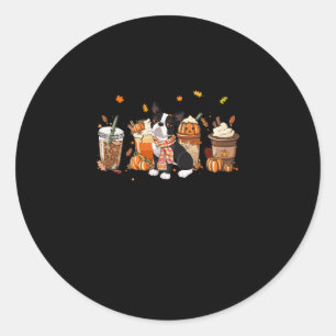 Terrier pompoen Spice Latte Iced Autumn Dog Herfst Ronde Sticker