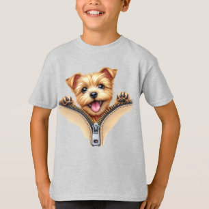 Terrier Puppy In Rits Pocket Kinderen Basic T-shir T-shirt