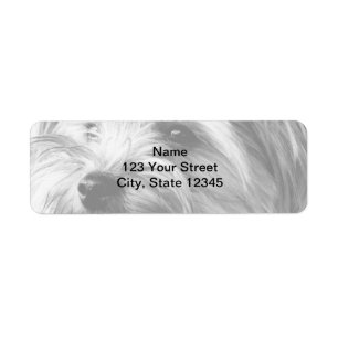 Terrier Return Address Black and White Yorkshire Etiket