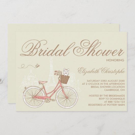 Terrier sur une invitation à la douche nuptiale à (Devant / Derrière)