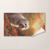 Terrier tibétain à l'automne Feuilles automne Insp (Serviette à main)