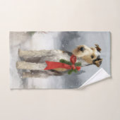 Terrier Wirefox dans la neige Noël (Serviette à main)