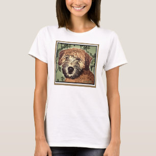 Terrierpuppy met natte zijde met zachte bekleding t-shirt
