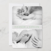 Terrific 2 Twins Birth Announounding Green Kaart (Achterkant)