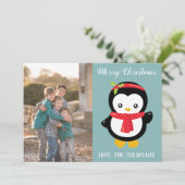 Terrific Penguin-kerstfoto Feestdagenkaart (Staand voorkant)