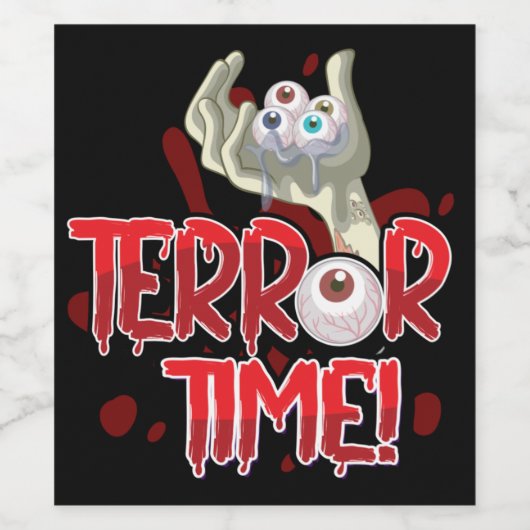 Terror Time Zombie Hand met Eyeballen Wijn Etiket (Enkel label)