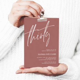 Terrscotta Minimalist 30th Birthday Invitation Kaart