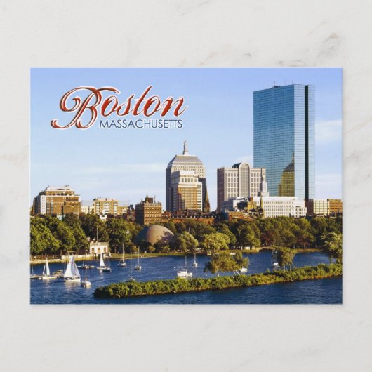 Terug Bay Skyline van de Charles River, Boston Briefkaart (Voorkant)