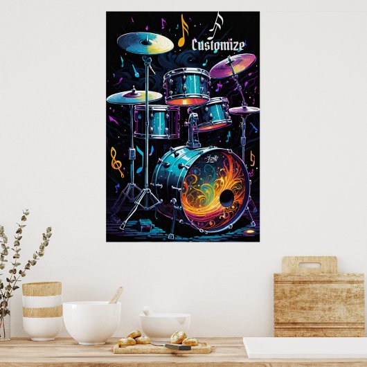 Terug Beat Drum Set Poster (Keuken)