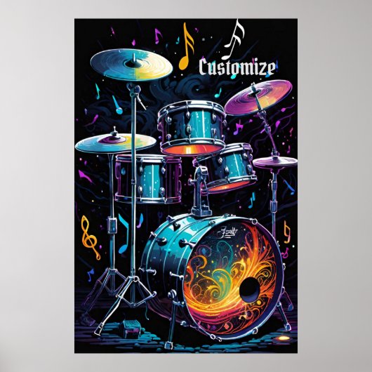 Terug Beat Drum Set Poster (Voorkant)