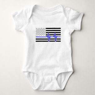 Terug de blauwe Amerikaanse vlag met hartslag Romper