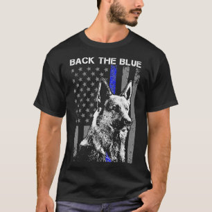 Terug de blauwe dun blauwe lijnvlag K9 Duitse scha T-shirt