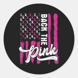 Terug De K Borst Cancer Awareness USA Flag S Ronde Sticker