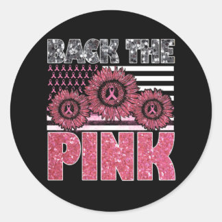 Terug de roze zonnebloempanker met zonnebloem ronde sticker