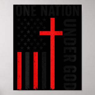 Terug één natie onder God Amerikaanse vlag christe Poster