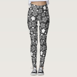 Terug en witte ster en sneeuwvlokken Winterpatroon Leggings