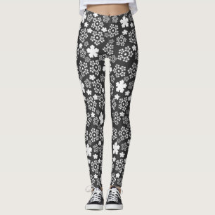 Terug en witte ster en sneeuwvlokken Winterpatroon Leggings