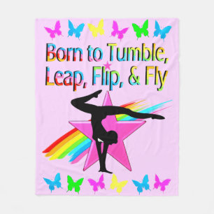 TERUG FLIPPING GYMNASTIEK MEISJE REGENBOOG ONTWERP FLEECE DEKEN