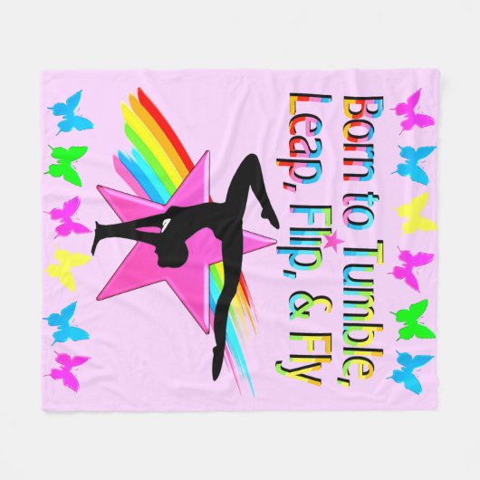 TERUG FLIPPING GYMNASTIEK MEISJE REGENBOOG ONTWERP FLEECE DEKEN (Voorkant (Horizontaal))